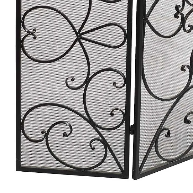 Outlet Black Scroll Work Metal Fireplace Screen Fireplace Accessories