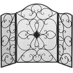 Outlet Black Scroll Work Metal Fireplace Screen Fireplace Accessories