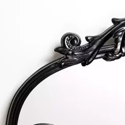 Kirklands Home Decorative Mirrors|Black Scrolled Metal Overlay Wall Mirror