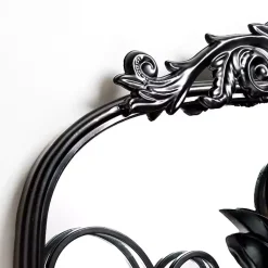 Kirklands Home Decorative Mirrors|Black Scrolled Metal Overlay Wall Mirror