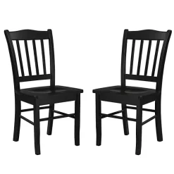 Kirklands Home Dining Chairs|Shaker Wood Dining Chairs, Set of 2 Black