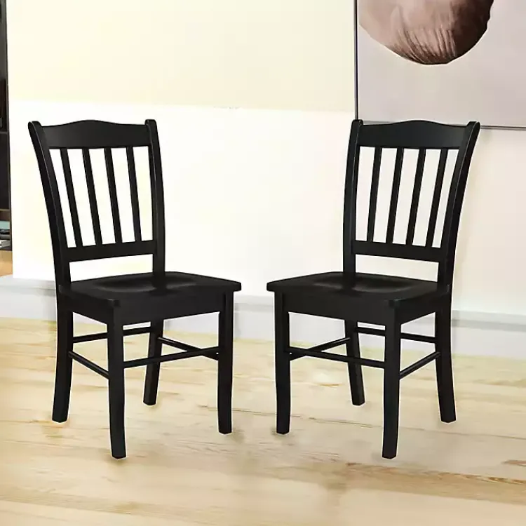 Kirklands Home Dining Chairs|Shaker Wood Dining Chairs, Set of 2 Black