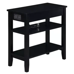 Kirklands Home Accent & End Tables|2-Shelf Charging Accent Table Black