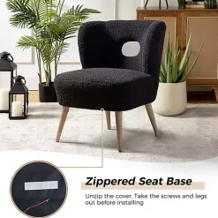 Kirklands Home Accent Chairs|Sherpa Barrel Accent Chair Black