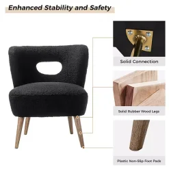 Kirklands Home Accent Chairs|Sherpa Barrel Accent Chair Black