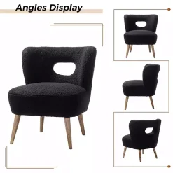 Kirklands Home Accent Chairs|Sherpa Barrel Accent Chair Black