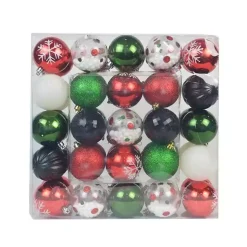 Hot Black Shiny Matte Frosted 40-pc. Ornament Set Christmas Ornaments