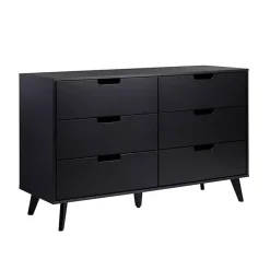 Kirklands Home Dressers & Chests|Simple Grooved Handle 6-Drawer Dresser Black