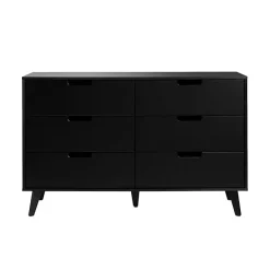 Kirklands Home Dressers & Chests|Simple Grooved Handle 6-Drawer Dresser Black