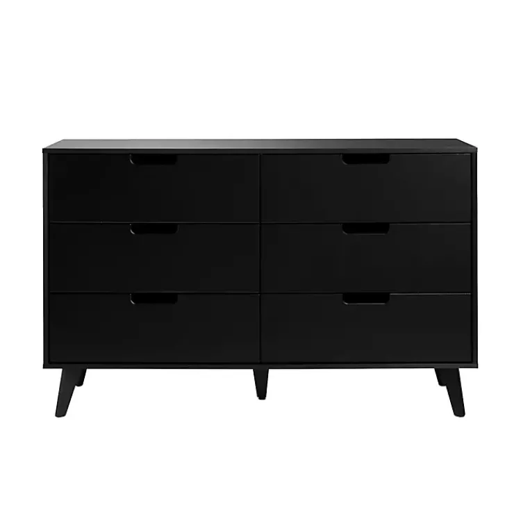 Kirklands Home Dressers & Chests|Simple Grooved Handle 6-Drawer Dresser Black