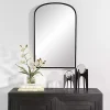 Kirklands Home Framed Mirrors|Black Simple Round Top Wall Mirror