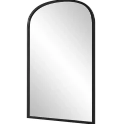 Kirklands Home Framed Mirrors|Black Simple Round Top Wall Mirror
