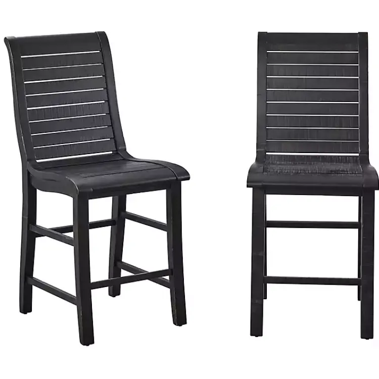 Kirklands Home Bar Stools & Counter Height Stools|Slatted Counter Stools, Set of 2 Black