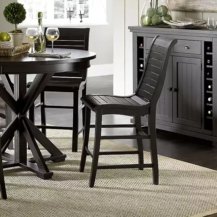 Kirklands Home Bar Stools & Counter Height Stools|Slatted Counter Stools, Set of 2 Black