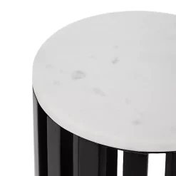 Kirklands Home Accent & End Tables|Black Slatted Marble Payton Accent Table White