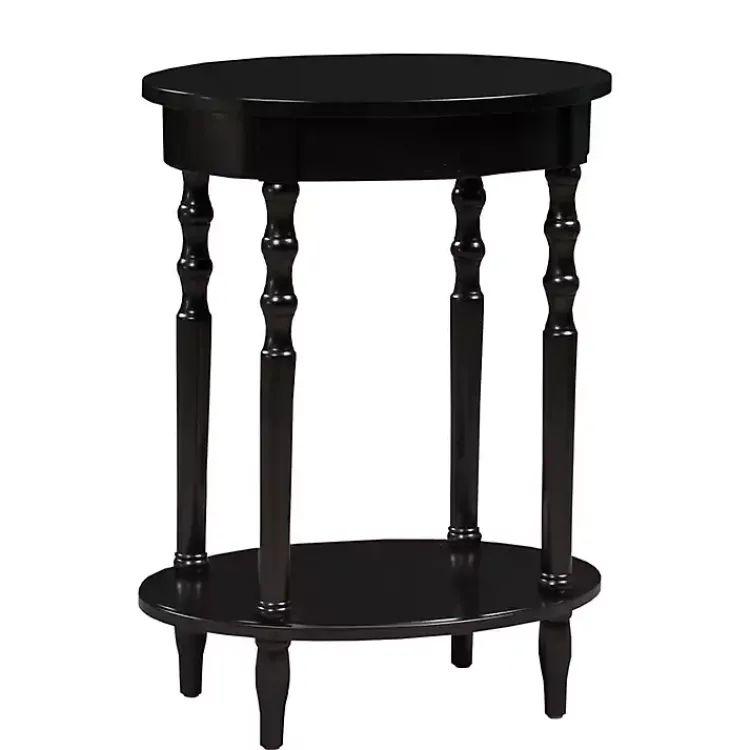 Kirklands Home Accent & End Tables|Spindle Legs Oval Accent Table Black