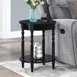 Kirklands Home Accent & End Tables|Spindle Legs Oval Accent Table Black