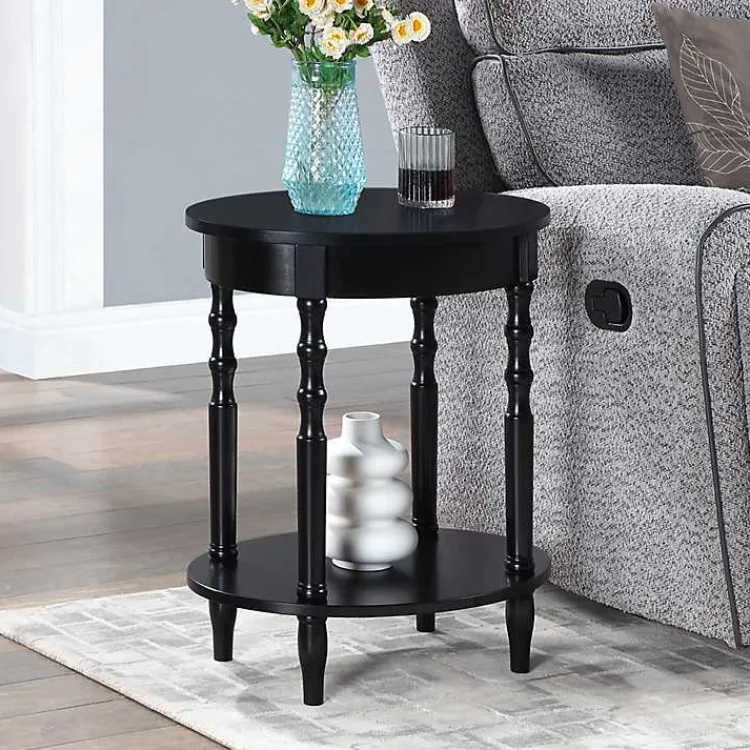 Kirklands Home Accent & End Tables|Spindle Legs Oval Accent Table Black