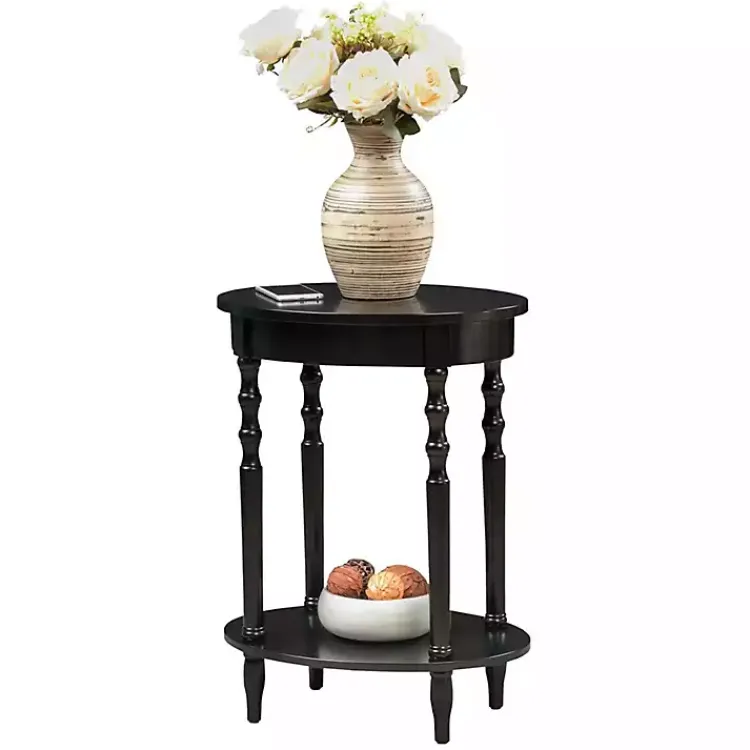 Kirklands Home Accent & End Tables|Spindle Legs Oval Accent Table Black