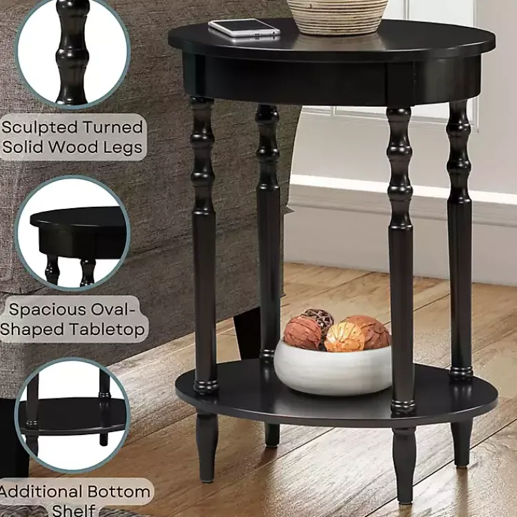 Kirklands Home Accent & End Tables|Spindle Legs Oval Accent Table Black