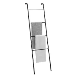 Kirklands Home Bathroom Accessories|Steel 4-Bar Leaning Towel Ladder Black
