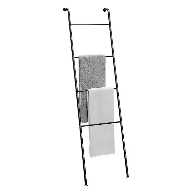 Kirklands Home Bathroom Accessories|Steel 4-Bar Leaning Towel Ladder Black