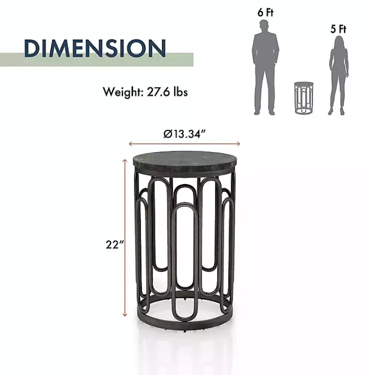 Kirklands Home Accent & End Tables|Stone and Metal Geometric Accent Table Black