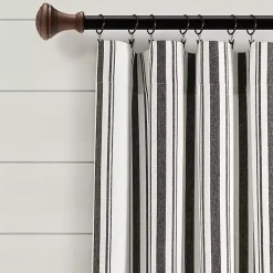 Kirklands Home Curtains & Drapes|Stripe Farmhouse Curtain Panel Set, 95 in. Black