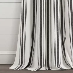 Kirklands Home Curtains & Drapes|Stripe Farmhouse Curtain Panel Set, 95 in. Black
