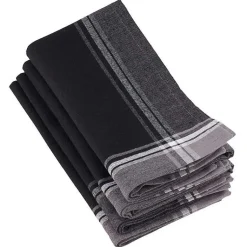 Kirklands Home Table Linens|Striped Border Cotton Napkins, Set of 4 Black