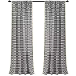 Kirklands Home Curtains & Drapes|Black Striped Tassel Curtain Panel Set, 84 in.