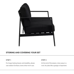 Kirklands Home Outdoor Seating|Sunbrella Cushions Holland Outdoor Loveseat Black