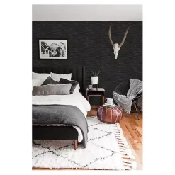 Kirklands Home Wall Murals & Wallpaper|Textured Grassweave Peel & Stick Wallpaper Black