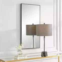 Kirklands Home Decorative Mirrors|Black Thin Frame Rectangle Wall Mirror