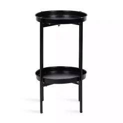 Kirklands Home Accent & End Tables|2-Tier Foldable Cienna Accent Table Black