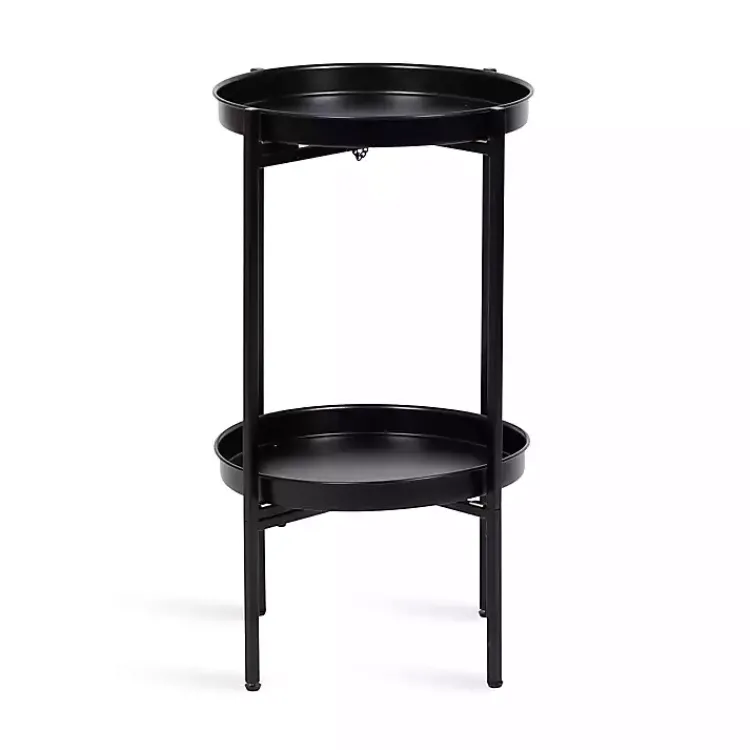 Kirklands Home Accent & End Tables|2-Tier Foldable Cienna Accent Table Black