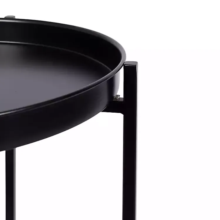 Kirklands Home Accent & End Tables|2-Tier Foldable Cienna Accent Table Black