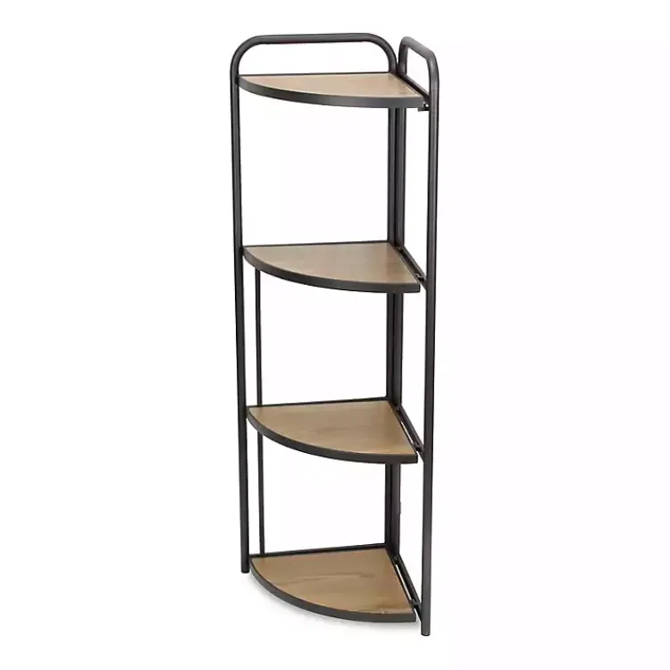 Kirklands Home Bookshelves|Black 4-Tier Foldable Corner Shelf