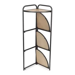 Kirklands Home Bookshelves|Black 4-Tier Foldable Corner Shelf
