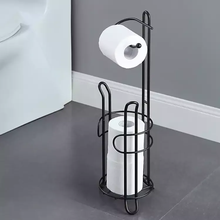 Kirklands Home Bathroom Accessories|Toilet Paper Storage Stand Black