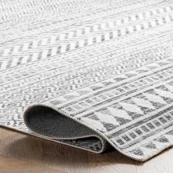 Kirklands Home Area Rugs|Black Tribal Geometric Washable Area Rug, 6x9