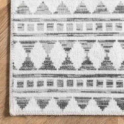 Kirklands Home Area Rugs|Black Tribal Geometric Washable Area Rug, 6x9