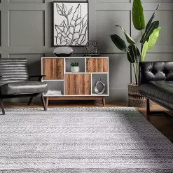 Kirklands Home Area Rugs|Black Tribal Geometric Washable Area Rug, 6x9