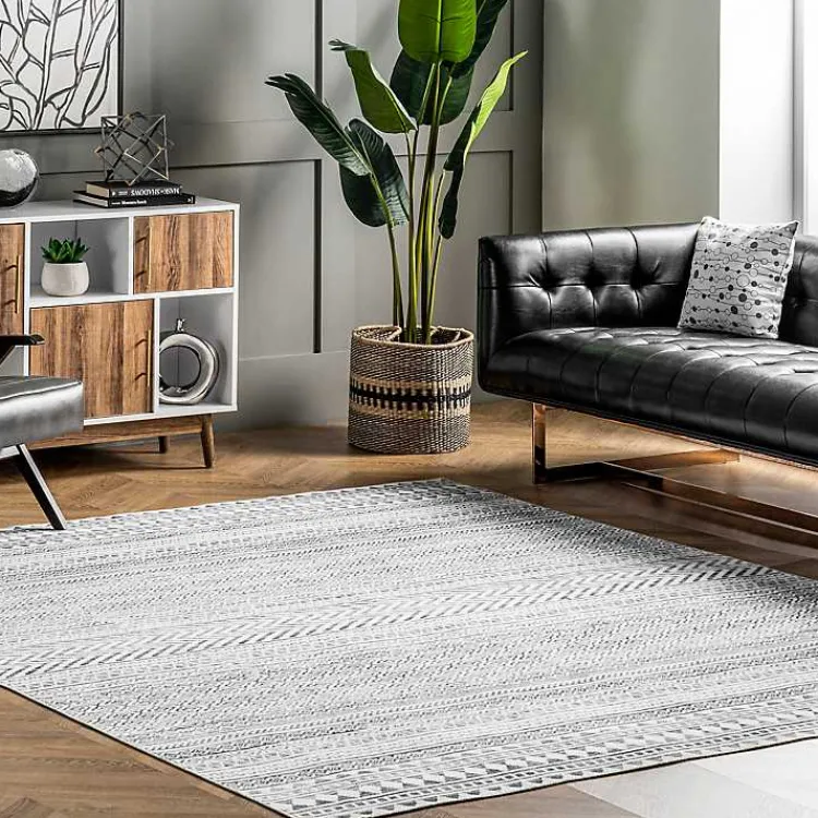 Kirklands Home Area Rugs|Black Tribal Geometric Washable Area Rug, 8x10