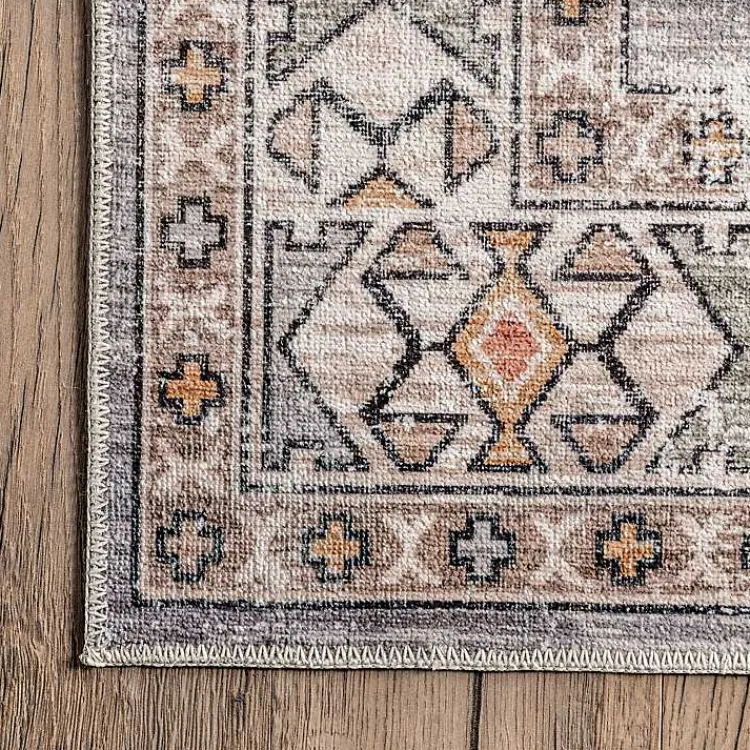 Kirklands Home Area Rugs|Black Tribal Motif Washable Area Rug, 5x8