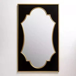 Kirklands Home Decorative Mirrors|Black Velvet and Gold Wall Mirror