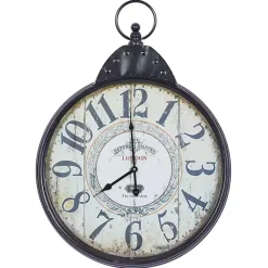Kirklands Home Clocks|Black Vintage Pocket Watch Wall Clock