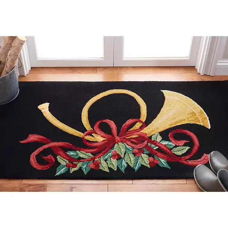 New Black Vintage Poster Hooked Accent Rug, 2x4 Christmas Decorations