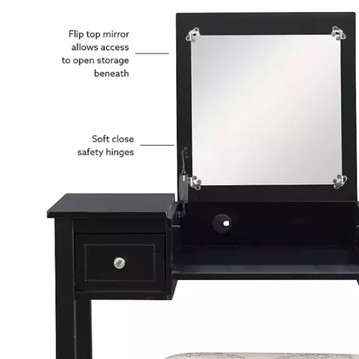 Kirklands Home Dressers & Chests|Virginia Butterfly 2-pc. Vanity Set Black