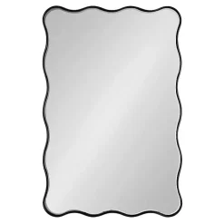 Kirklands Home Decorative Mirrors|Black Wavy Beveled Rectangular Wall Mirror